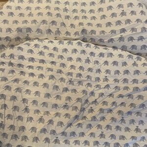 2 pottery barn kids elephant crib sheets blue